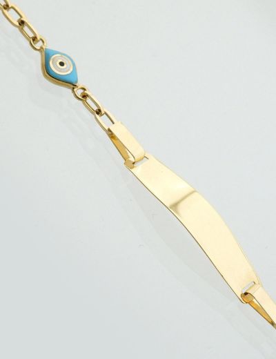 Göz Mineli Nazarlık Altın Çocuk Künye Bileklik resmi