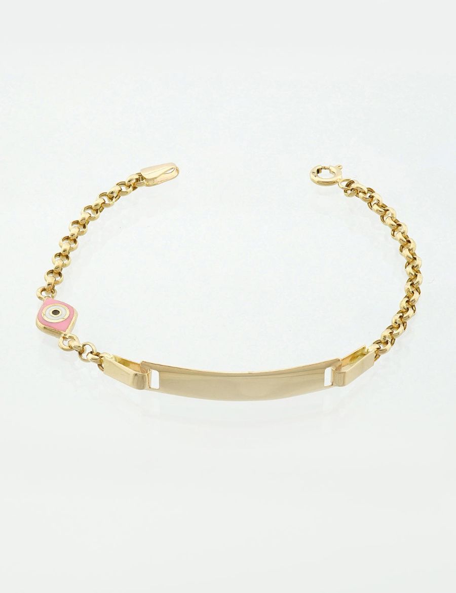 Pembe Mineli Bebek Künye Bileklik resmi