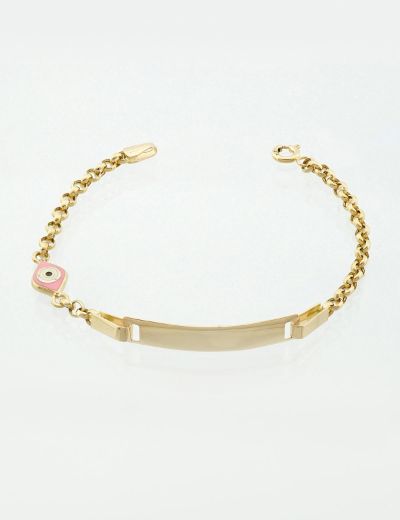 Pembe Mineli Bebek Künye Bileklik resmi