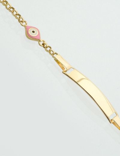 Pembe Mineli Bebek Künye Bileklik resmi