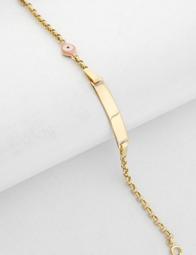 Pembe Mineli Bebek Künye Bileklik resmi