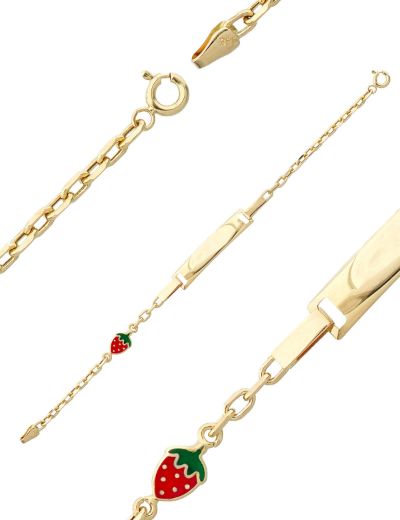 Çilek Mineli Çocuk Künye Bileklik resmi