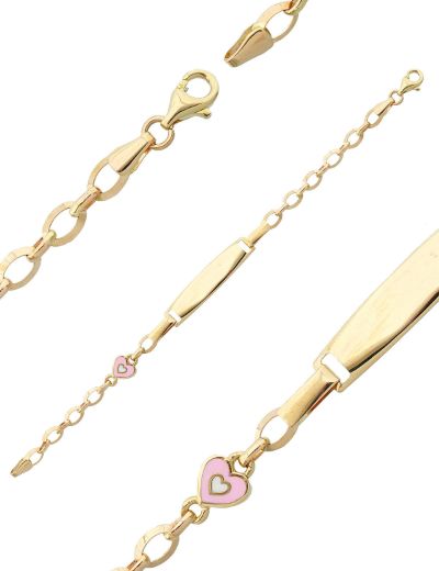 Mineli Kalp Çocuk Künye Bileklik resmi