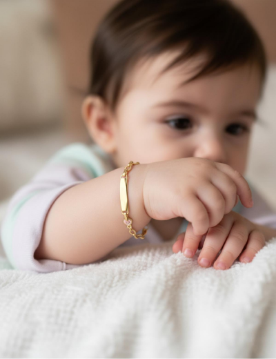 Mineli Kalp Çocuk Künye Bileklik resmi