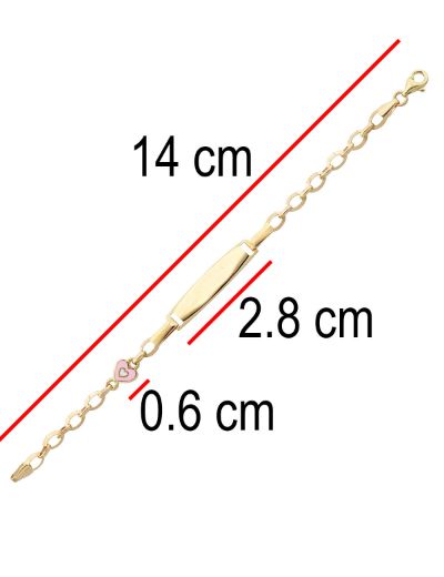 Mineli Kalp Çocuk Künye Bileklik resmi