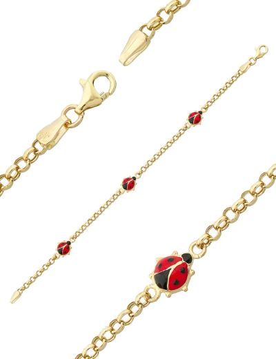 Mineli Uğur Böceği Zincir Çocuk Bileklik resmi