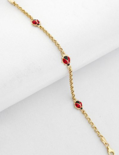 Mineli Uğur Böceği Zincir Çocuk Bileklik resmi