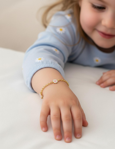 Zincir Papatya Mineli Çocuk Bileklik resmi