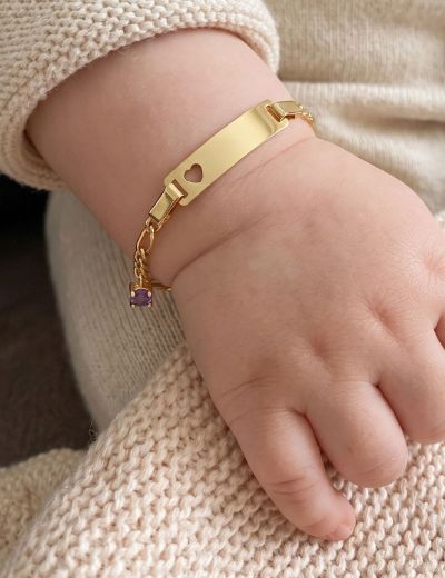 14 Ayar Altın Bebek Künye Bileklik-Kalp Figürlü resmi