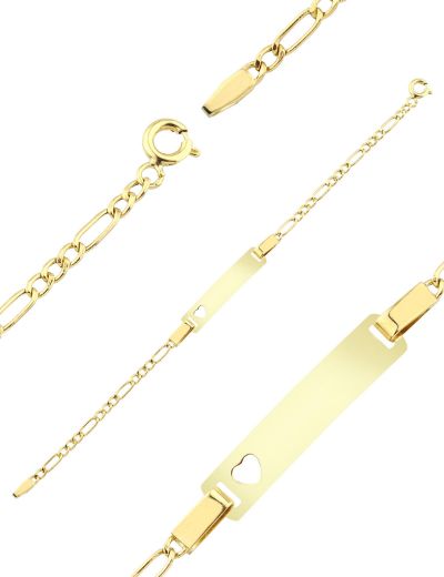 Altın Bebek Künye Bileklik-Kalp Figürlü resmi