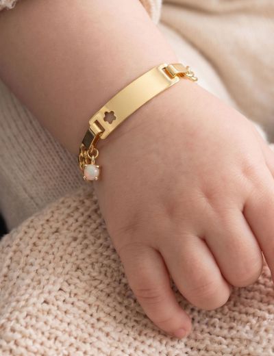 14 Ayar Altın Bebek Künye Bileklik-Yıldız Figürlü Gurmet Zincir resmi
