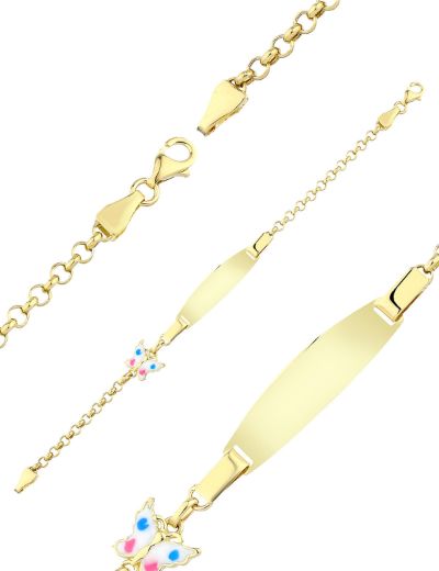 Beyaz Kelebek Altın Çocuk Künye Bileklik resmi