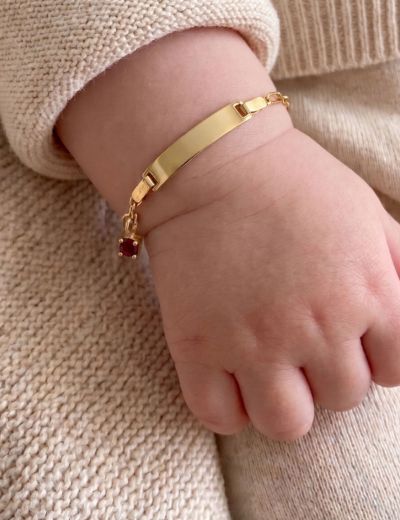 14 Ayar Altın Bebek Künye Bileklik-Ataç Zincir resmi