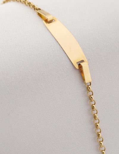 Klasik Altın Bebek Künye Bileklik resmi