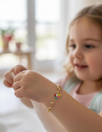 Balon Mineli Zincir Altın Çocuk Bileklik resmi