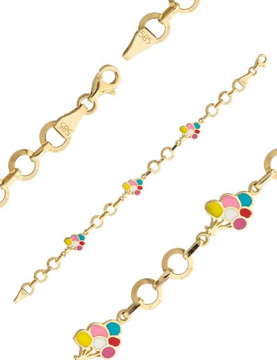 Balon Mineli Zincir Altın Çocuk Bileklik resmi