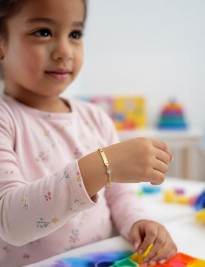 Yonca Altın Çocuk Künye Bileklik resmi