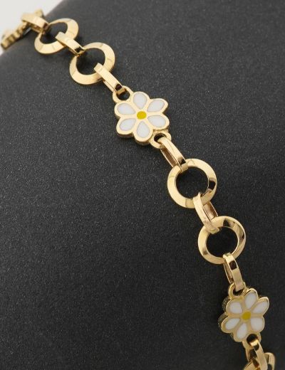 Beyaz Çiçek Altın Çocuk Bileklik resmi