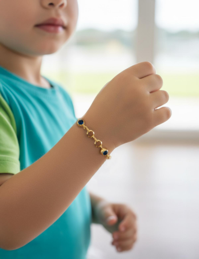 Göz Boncuğu Nazarlık Altın Çocuk Bileklik resmi