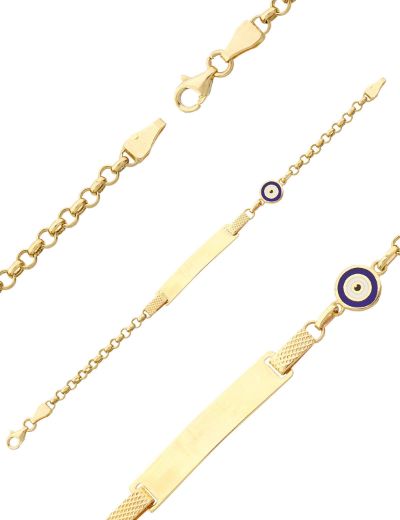 Mavi Göz Mineli Çocuk Künye Bileklik resmi