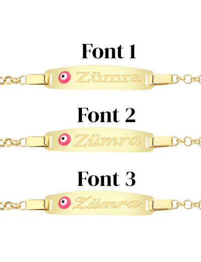 Renkli Kelebek Altın Çocuk Künye Bileklik resmi