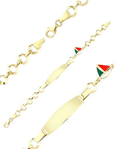 Yelkenli Altın Çocuk Künye Bileklik resmi