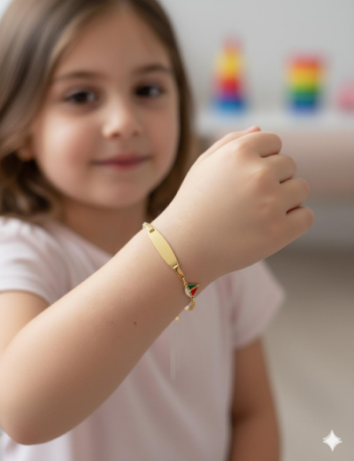 Yelkenli Altın Çocuk Künye Bileklik resmi