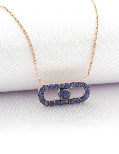 İris Safir 14 Ayar Rose Gold Kolye resmi