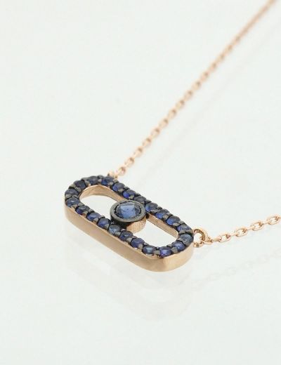İris Safir 14 Ayar Rose Gold Kolye resmi