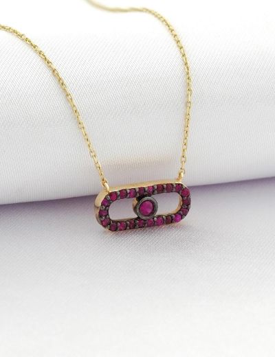 İris Yakut Geometrik Kolye resmi