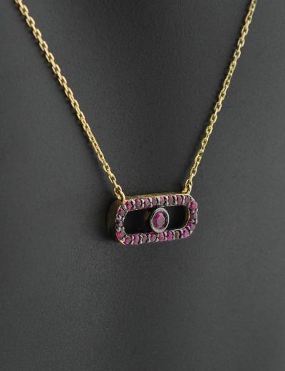 İris Yakut Geometrik Kolye resmi