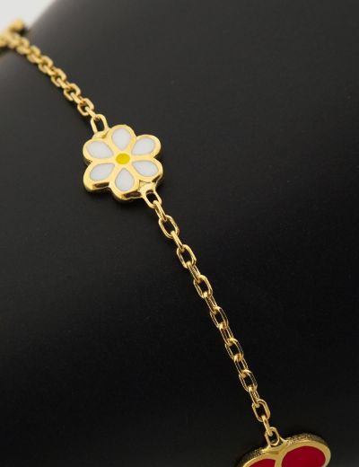 Altın Mineli Çocuk Bilekliği - Kiraz, Papatya, Çilek Figürlü resmi