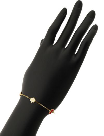 Altın Mineli Çocuk Bilekliği - Kiraz, Papatya, Çilek Figürlü resmi