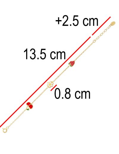 Altın Mineli Çocuk Bilekliği - Kiraz, Papatya, Çilek Figürlü resmi