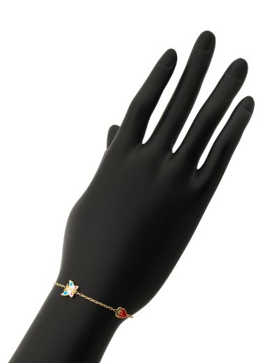 Altın Mineli Çocuk Bilekliği - Papatya, Kelebek, Çilek Figürlü resmi