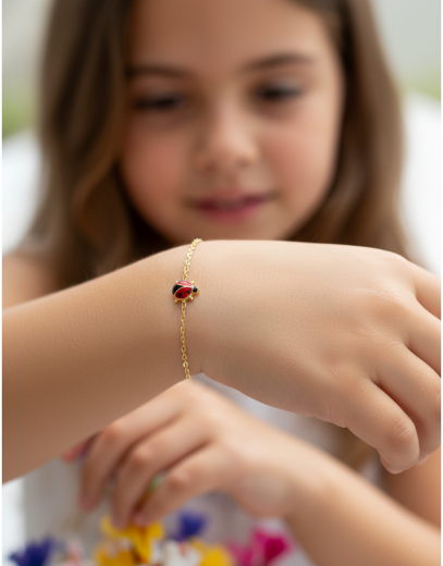 Uğru Böceği Figürlü Çocuk Zincir Bileklik resmi