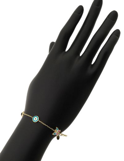 Altın Mineli Çocuk Bilekliği - Uğur Böceği, Nazar Gözü, Kelebek Figürlü resmi