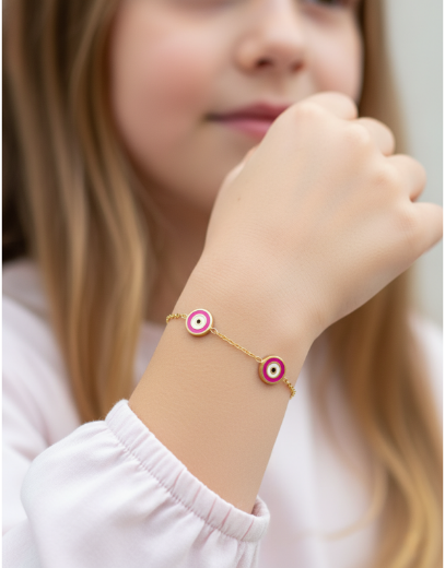 Nazar Gözü Figürlü Çocuk Zincir Bileklik resmi