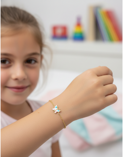 Kelebek Figürlü Çocuk Zincir Bileklik resmi