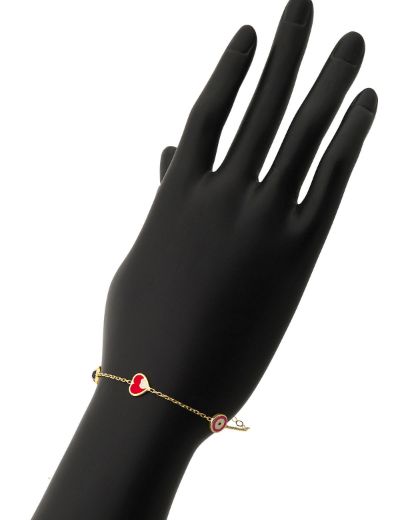 Altın Mineli Çocuk Bilekliği - Uğur Böceği, Kalp, Nazar Gözü