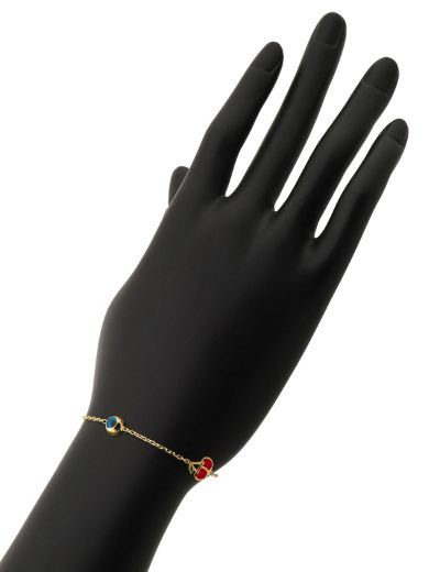 Altın Mineli Çocuk Bilekliği - Kiraz, Nazar Boncuğu, Çilek Figürlü resmi