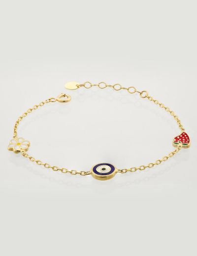 Mineli Çocuk Bilekliği - Çiçek, Nazar Çilek resmi