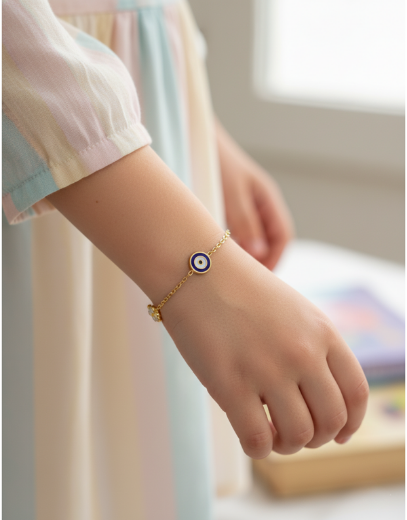 Mineli Çocuk Bilekliği - Çiçek, Nazar Çilek resmi