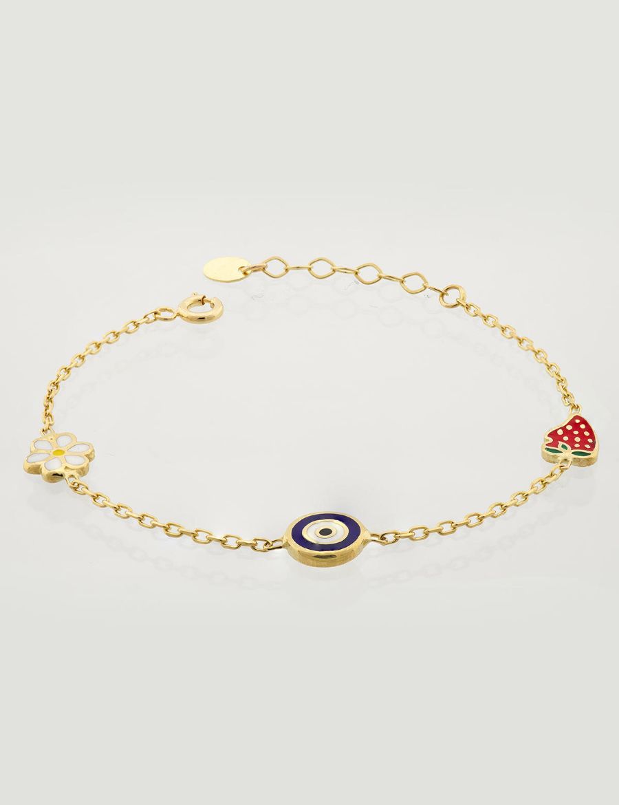 Mineli Çocuk Bilekliği - Çiçek, Nazar Çilek resmi