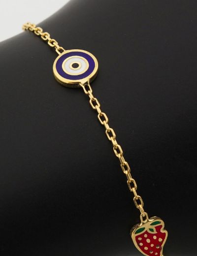 Mineli Çocuk Bilekliği - Çiçek, Nazar Çilek