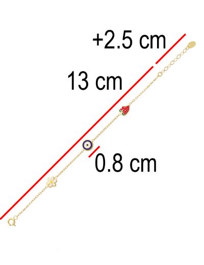 Mineli Çocuk Bilekliği - Çiçek, Nazar Çilek resmi