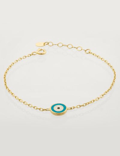 Nazar Gözü Figürlü Çocuk Altın Zincir Bileklik resmi