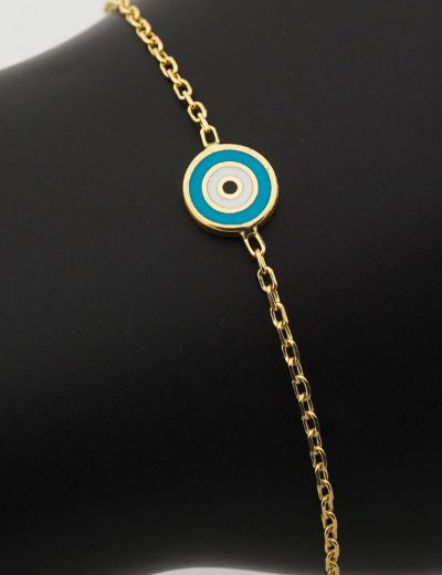 Nazar Gözü Figürlü Çocuk Altın Zincir Bileklik resmi