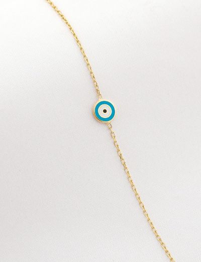 Nazar Gözü Figürlü Çocuk Altın Zincir Bileklik resmi