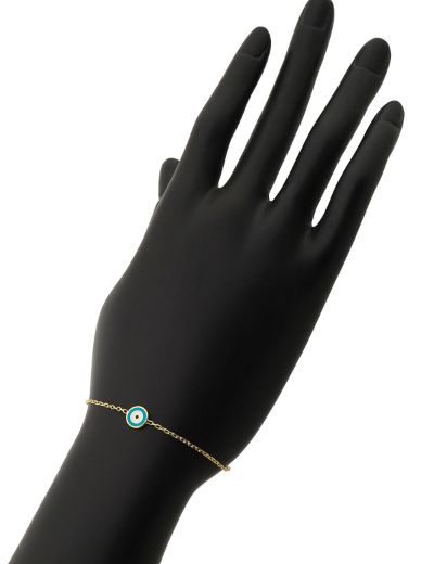 Nazar Gözü Figürlü Çocuk Altın Zincir Bileklik resmi